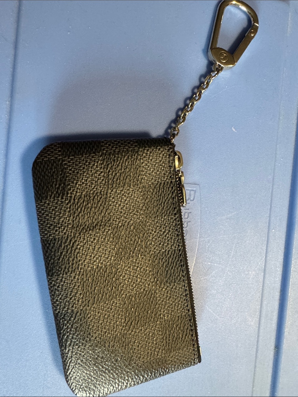 Louis Vuitton Black and grey Damier Ebene Coin Pouch with Silver LV Zipper Pull